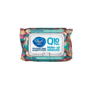 دستمال مرطوب پاک کننده آرایش چشم و صورت Q10 Plus دافی